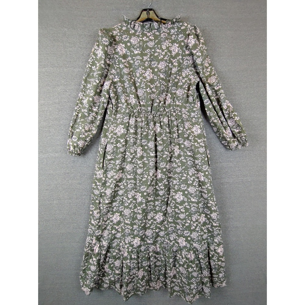 The Nines Womes Dress Small Green Floral Maxi Ruffle V Neck Prairie Cottage Core - Picture 9 of 10